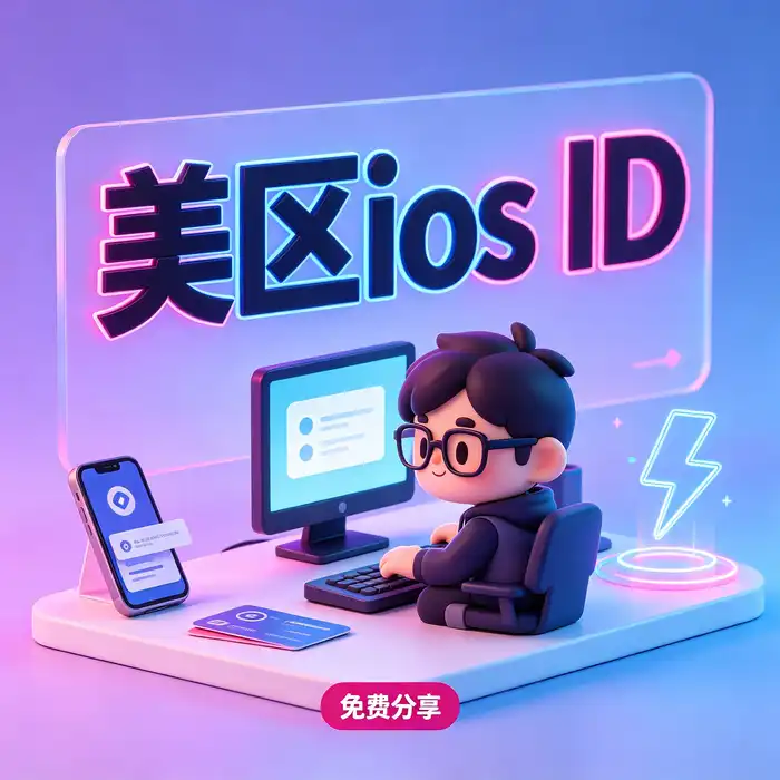 美区id账号注册页面示意图，展示 Apple ID 新建与验证
